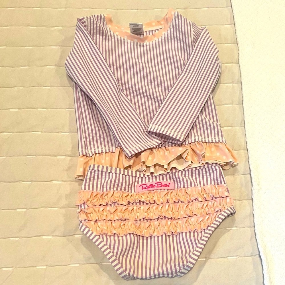 RuffleButts swimsuit with rashguard, 2T